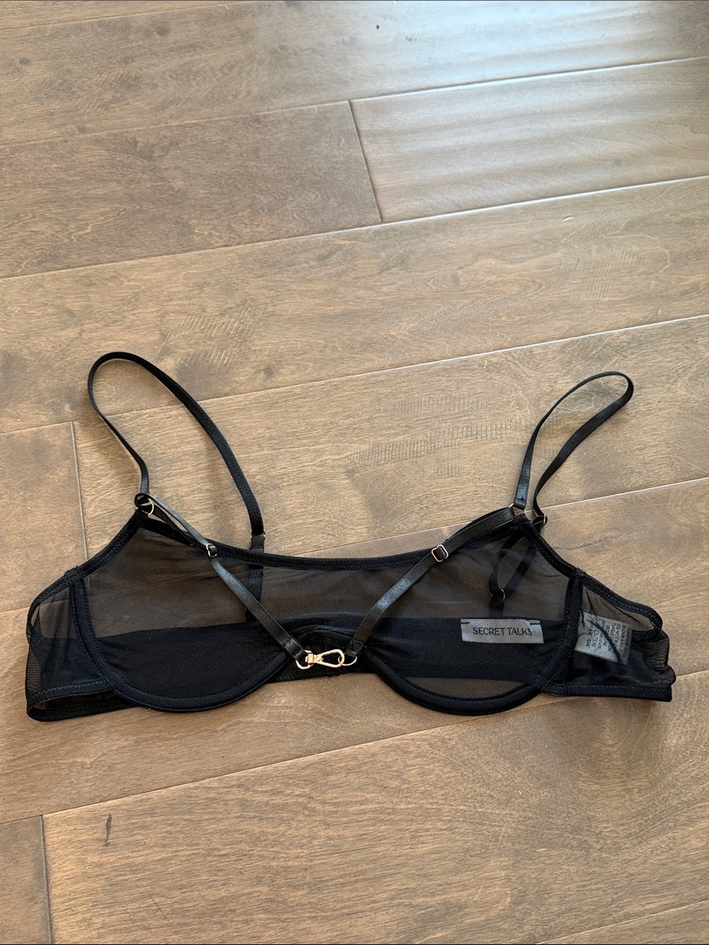 Victoria's Secret Black Sheer Mesh Underwire Bra with Strappy Detail